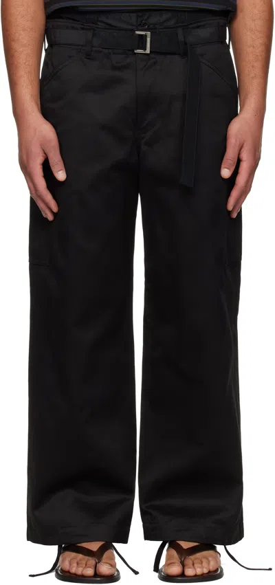 Sacai Khaki Treated Nylon Twill Cargo Pants In Black