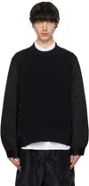 Sacai Black Cotton Chino Mix Sweater In 001 Black