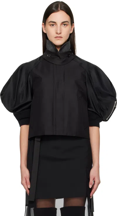 Sacai Black Cotton Gabardine X Nylon Twill Jacket In 001 Black