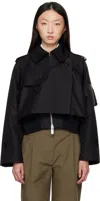 Sacai Black Cotton Gabardine X Nylon Twill Jacket