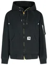 Sacai Hooded Bomber Jacket Arm Pocket In Black