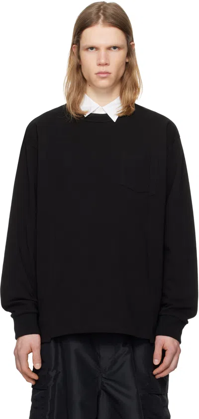 Sacai Black Cotton Jersey L/s T-shirt In 001 Black