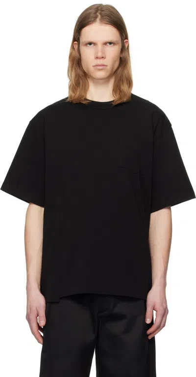 SACAI BLACK COTTON JERSEY T-SHIRT