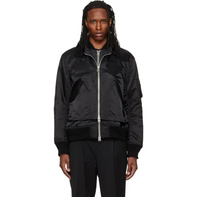 Sacai Black Cotton Nylon Twill Bomber Jacket