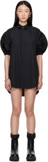 Sacai Black Cotton Poplin & Nylon Twill Minidress In Black