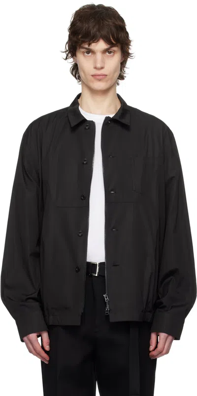 Sacai Black Cotton Poplin Jacket In 001 Black