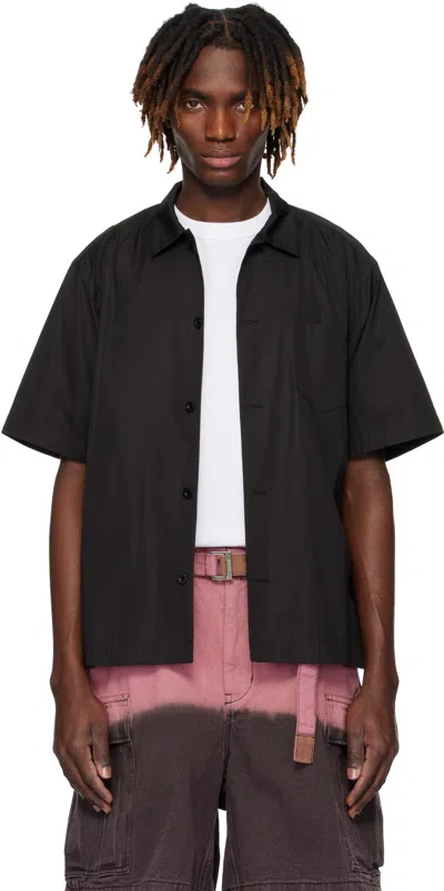 Sacai Black Cotton Poplin Shirt In 001 Black