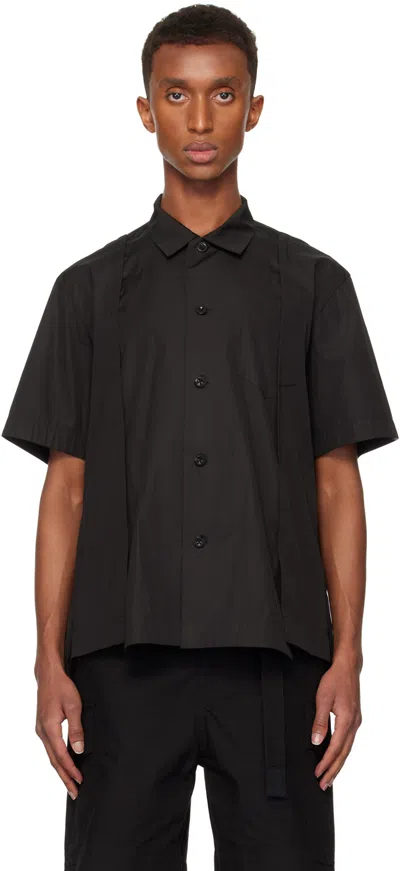 Sacai Black Cotton Poplin Shirt In 001 Black