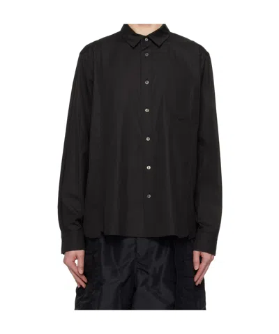 Sacai Black Cotton Poplin Shirt In 001 Black