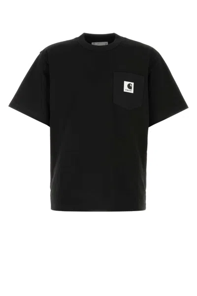 Sacai Cotton Carhartt Wip Crew Neck T Shirt In Black