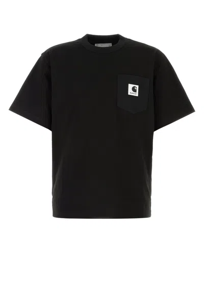Sacai Black Cotton  X Carhartt Wip T-shirt