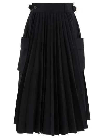 Sacai Black Cotton Skirt For Women