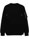 Sacai Cotton And Nylon Crewneck Sweater In Black