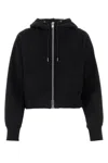 Sacai Logo-appliqué Cropped Hoodie In Black