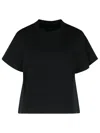 Sacai Mixed Cotton Knitted T-shirt In Black