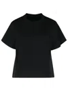 Sacai Mixed Cotton Knitted T-shirt In Black