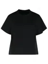 Sacai Mixed Cotton Knitted T-shirt In Black