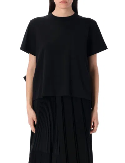 SACAI BLACK COTTON T-SHIRT