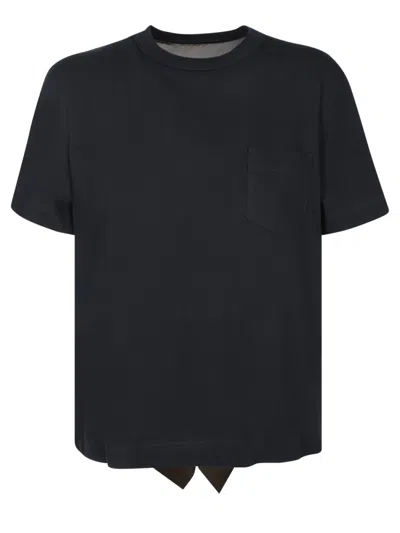 Sacai Black Cotton T-shirt In Blue