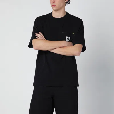 Sacai Black Cotton T-shirt With Logo Patch