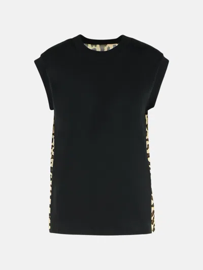 Sacai Black Cotton Tank Top In Sand