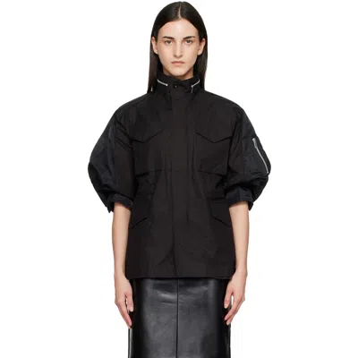 Sacai Black Cotton Weather Jacket In 001black