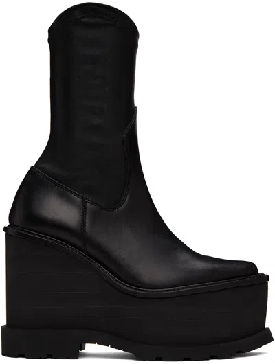 Sacai Black Cowboy Wedge Boots In 001 Black