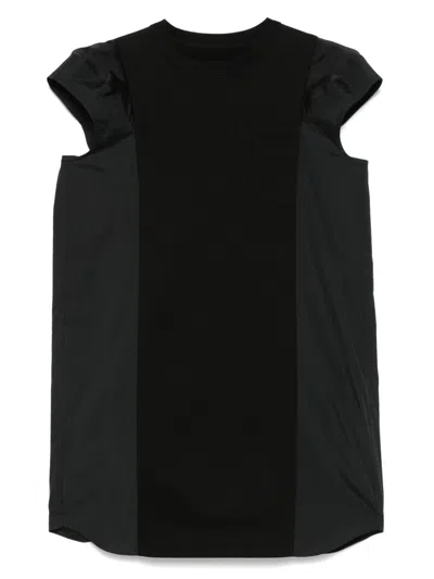 Sacai Popeline X Cotton Jersey Dress In Black