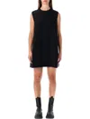 Sacai Short Dress With Contrasting Pleated Back In Black
