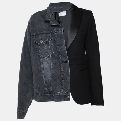 Pre-owned Sacai Black Denim & Wool Melton Spliced Jacket S