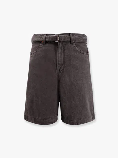 Sacai Black Denim Bermuda Shorts With Belt