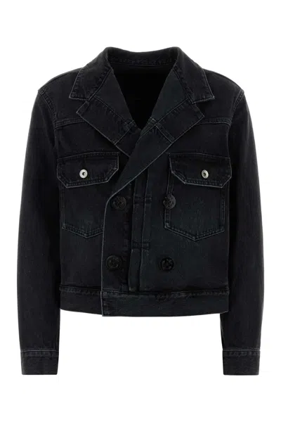 Sacai Double-breasted Denim Jacket In Black