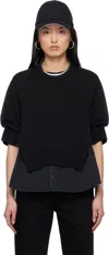 Sacai Black Denim Mix Knit Pullover Sweater In 001 Black