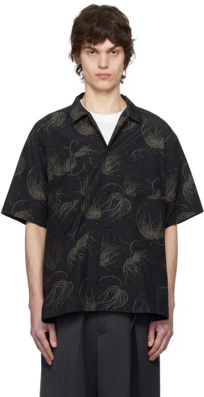 Sacai Black Dot Flower Print Shirt In 001 Black