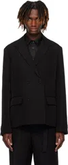 Sacai Double-breasted Silk And Cotton-blend Blazer In 001 Black