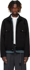 Sacai Black Double-faced Silk Cotton Jacket In 001 Black