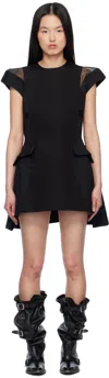 Sacai Short Sleeve Mixed Media Blazer Dress In 001 Black