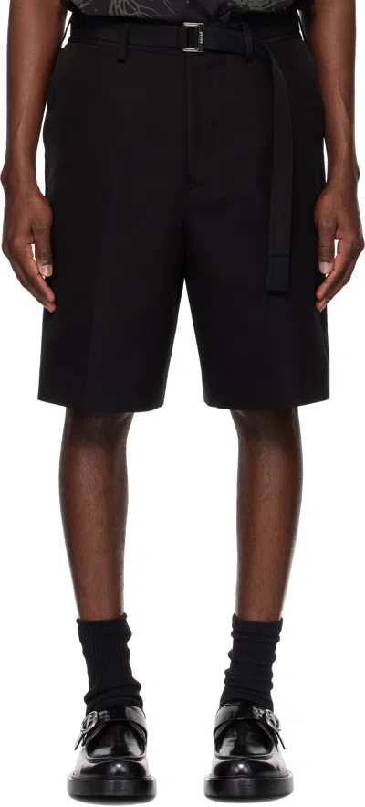 Sacai Black Double-faced Silk Cotton Shorts In 001 Black