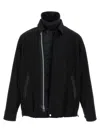Sacai Buttoned Collar Cotton Jacket With Elasticized Hem In Black