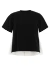Sacai Double Layer T-shirt In Black