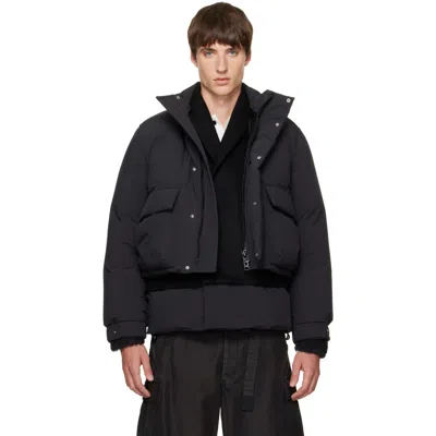 Sacai Black Down Puffer Blouson Jacket In Blue