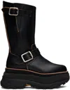 Sacai Leather Platform Biker Boots In 001 Black