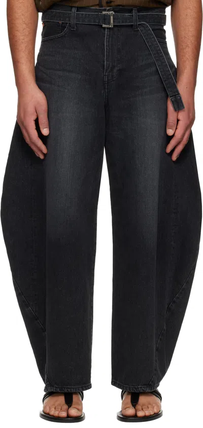 Sacai Belt Loop Jeans In Black