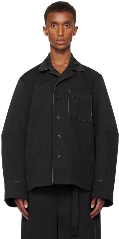 Sacai Black Faux-suede Jacket In 001 Black