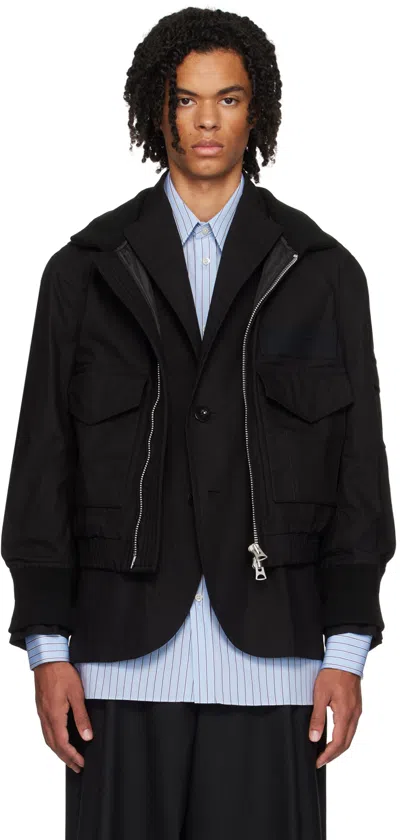 Sacai Black Flap Pocket Jacket In 001 Black