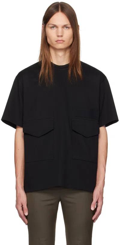 Sacai Flap Pockets Cotton T-shirt In 001 Black
