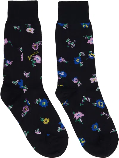 Sacai Black Floral Socks