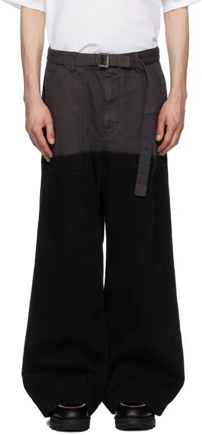 Sacai Black Garment-dyed Trousers In 001 Black