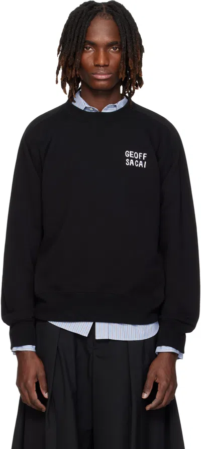Sacai Embroidered Pullover Sweatshirt In Black