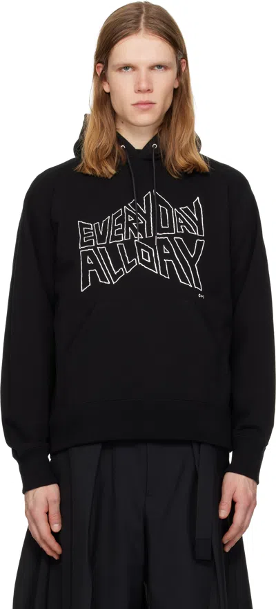 Sacai Black 'geoff ' Print Hoodie